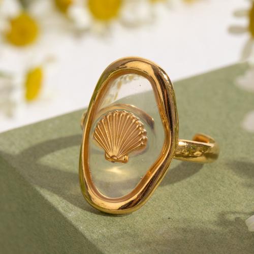 Vinger Ring in edelstaal, 304 roestvrij staal, gold plated, mode sieraden, gouden, Verkocht door PC