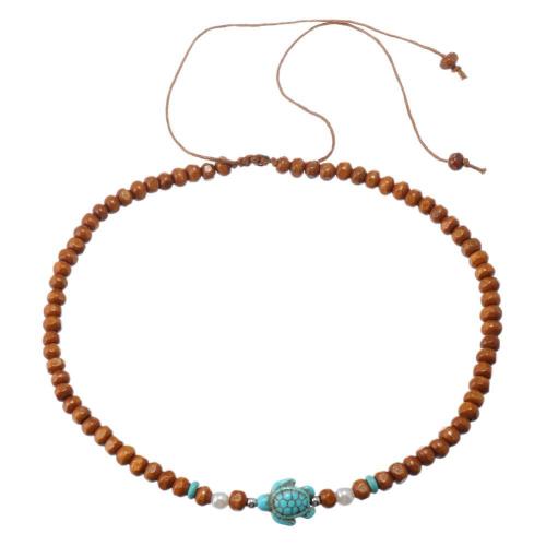 Parures de bijoux, Bracelet & collier, bois, avec turquoise, fait à la main, 2 pièces & bijoux de mode & pour homme, brun, Vendu par fixé