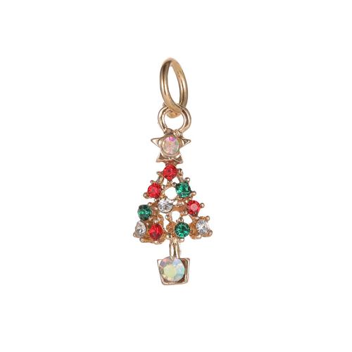 Zinc Alloy Hanger, Kerstboom, plated, Kerstontwerp & DIY & met strass, 32x12mm, Verkocht door PC