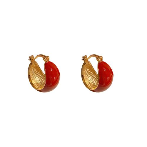 Brass Leverback Earring real gold plated for woman & enamel Sold By Pair