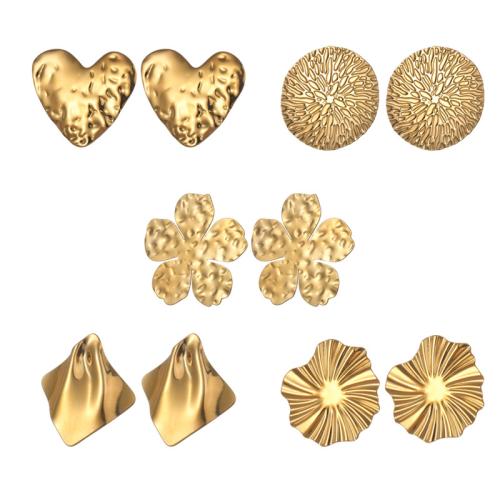 Stainless Steel Stud Earrings 304 Stainless Steel plated & for woman gold Sold By Pair