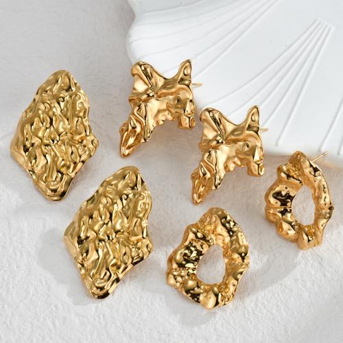 Stainless Steel Stud Earrings 304 Stainless Steel plated & for woman gold Sold By Pair