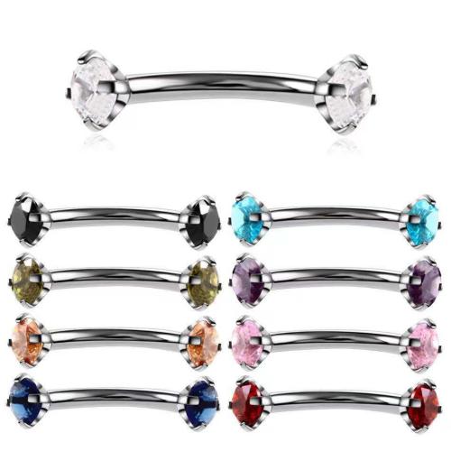 Roestvrij staal lipring piercings, 316L roestvrij staal, uniseks & micro pave zirconia, meer kleuren voor de keuze, Verkocht door PC