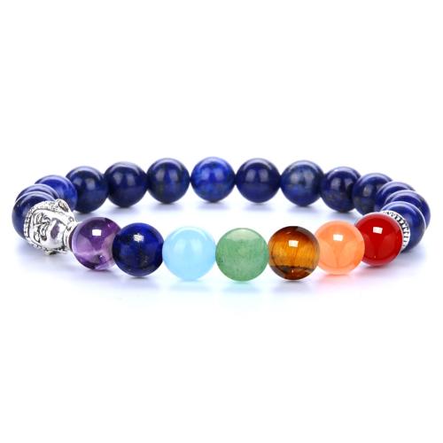 Gemstone Bracelet, le Sinc Alloy, Buddha, ábhair éagsúla do rogha & unisex, Fad Thart 7.3 Inse, Díolta De réir PC