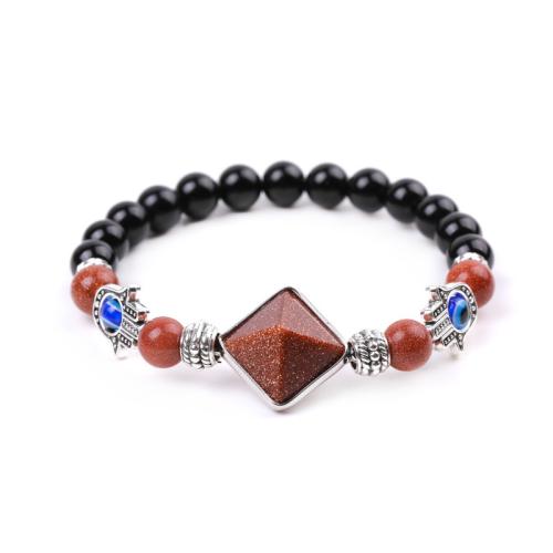 Gemstone Bracelet, le Sinc Alloy, ábhair éagsúla do rogha & unisex, Fad Thart 7.3-7.5 Inse, Díolta De réir PC