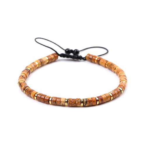 Gemstone Bracelet with Polyester Cord & Zinc Alloy handmade & Unisex Length Approx 6.7-10.2 Inch Sold By PC