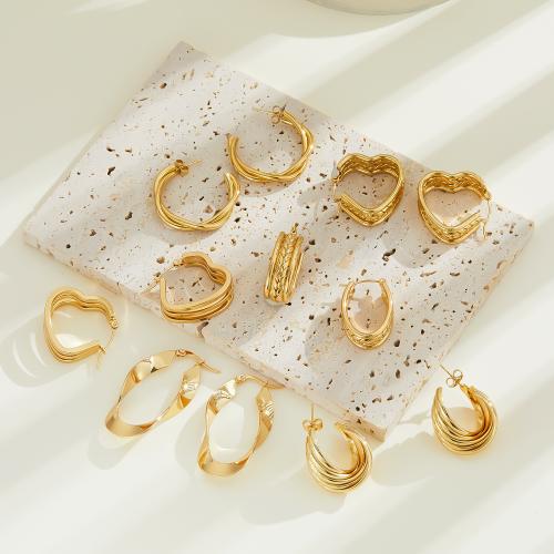 304 roestvrij staal Hendel weer Earring, gold plated, verschillende stijlen voor de keuze & voor vrouw, Verkocht door pair