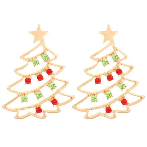 Zinc Alloy Drop Earring plated Christmas jewelry & for woman & with rhinestone Sold By Pair