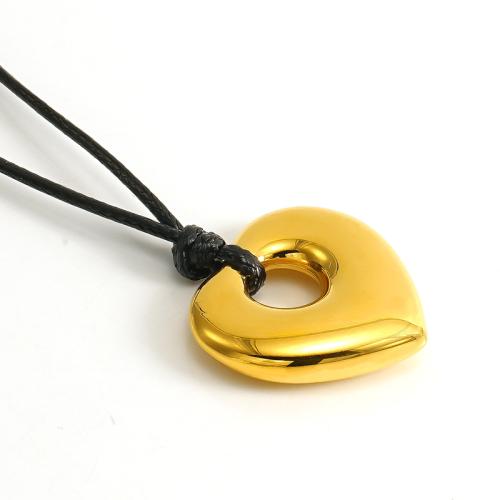 Stainless Steel Jewelry Necklace 304 Stainless Steel with Wax Cord Heart fashion jewelry & for woman Length Approx 58 cm Sold By PC