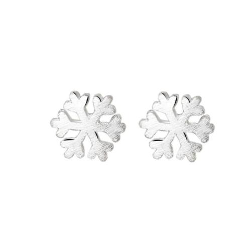 Brass Stud Earring Cupronickel Snowflake fashion jewelry & for woman 8mm Sold By Pair