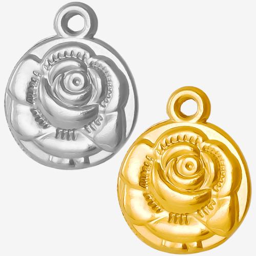 Stainless Steel Flower Pendant 304 Stainless Steel Rose Vacuum Ion Plating DIY Inner Approx 10mm Sold By PC