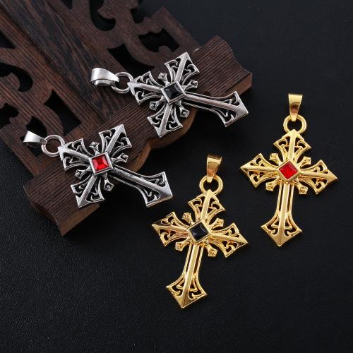 Zinklegering Cross Hangers, Zinc Alloy, Oversteken, plated, DIY & met strass, meer kleuren voor de keuze, nikkel, lood en cadmium vrij, 38x48mm, Verkocht door PC