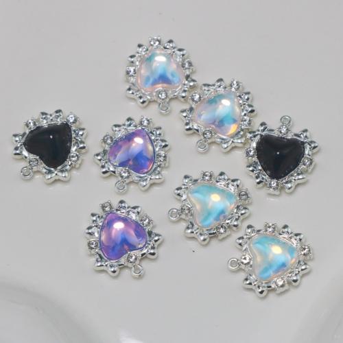 Zinc Alloy Heart Pendants with Sea Opal silver color plated DIY nickel lead & cadmium free Sold By PC