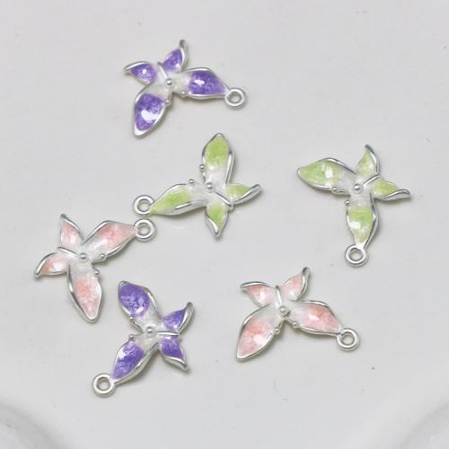 Zinc Alloy Enamel Pendants Butterfly silver color plated DIY nickel lead & cadmium free Sold By PC