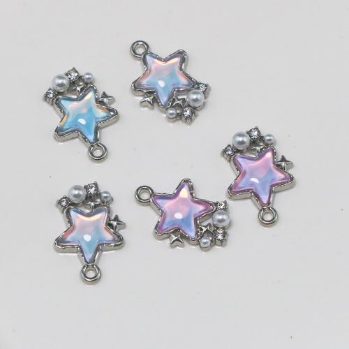 Zinc Alloy Rhinestone Pendants with Sea Opal & Plastic Pearl Star silver color plated DIY & with rhinestone nickel lead & cadmium free Sold By PC