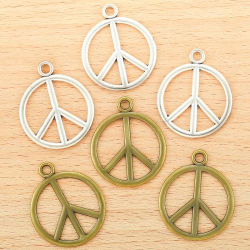 Sinkkiseos riipukset, Peace Logo, päällystetty, tee-se-itse, enemmän värejä valinta, 35x29mm, 100PC/laukku, Myymät laukku