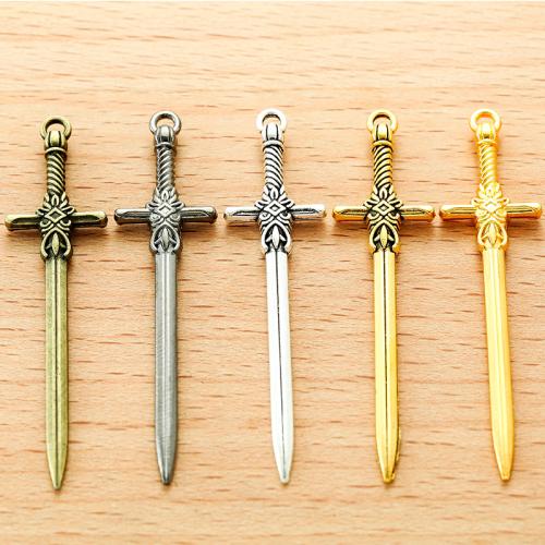 Zinc Alloy Tool Pendler, Sword, forgyldt, du kan DIY, flere farver til valg, 49x12mm, 100pc'er/Bag, Solgt af Bag