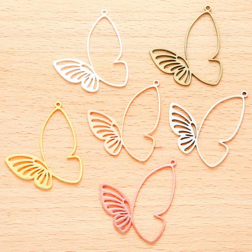 Zinc Alloy Animal Pendler, Butterfly, forgyldt, du kan DIY, flere farver til valg, 39x38mm, 100pc'er/Bag, Solgt af Bag