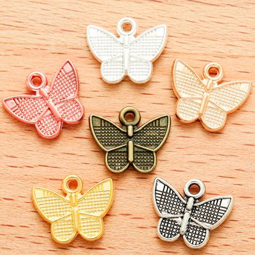 Zinc Alloy Animal Pendler, Butterfly, forgyldt, du kan DIY, flere farver til valg, 13x11mm, 100pc'er/Bag, Solgt af Bag