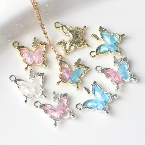 Resin Zinc Alloy Pendler, med Resin, Butterfly, forgyldt, du kan DIY, flere farver til valg, 14x13mm, 100pc'er/Bag, Solgt af Bag