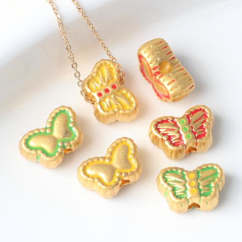 Zinc Alloy Enamel Pendants Butterfly gold color plated DIY nickel lead & cadmium free Sold By Bag