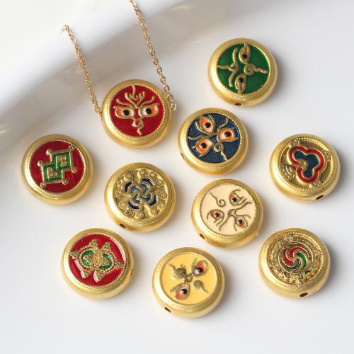 Zinc Alloy Jewelry Beads Round gold color plated DIY & enamel nickel lead & cadmium free 13mm Sold By Bag