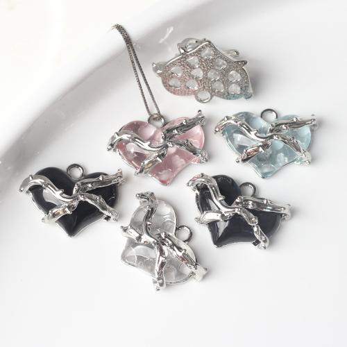 Resin Zinc Alloy Pendants with Resin Heart plated DIY nickel lead & cadmium free Sold By Bag