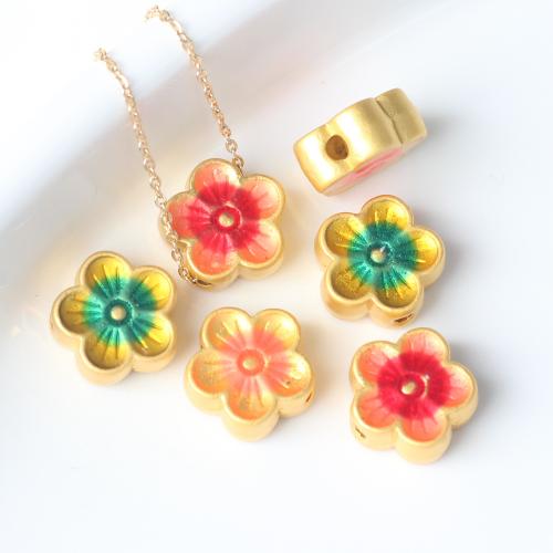 Zinc Alloy Flower Beads plated DIY & enamel nickel lead & cadmium free Sold By Bag