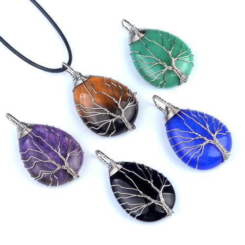 Gemstone Pendants Jewelry Natural Stone with Iron DIY Sold By PC