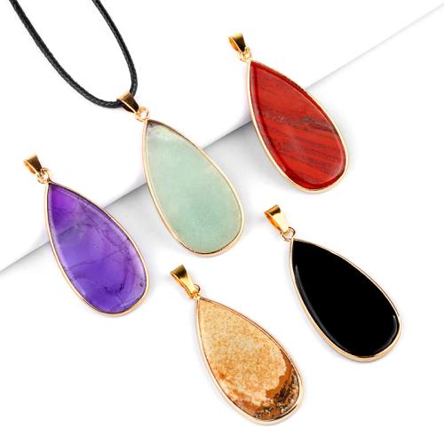 Gemstone Pendants Jewelry Natural Stone with Iron DIY Sold By PC