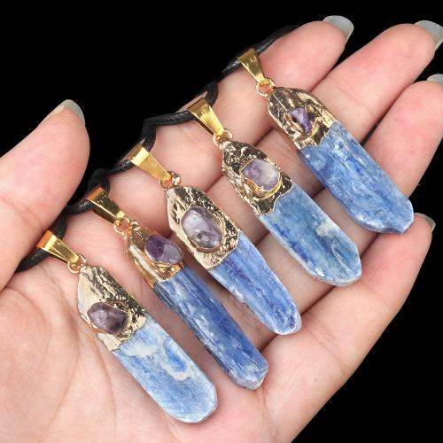 Quartz Necklace Kyanite with Wax Cord & Iron fashion jewelry mixed colors Sold By PC