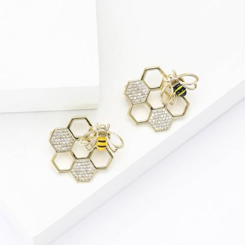 Fashion Brooch Jewelry Brass plated fashion jewelry & micro pave cubic zirconia & enamel nickel lead & cadmium free Sold By PC