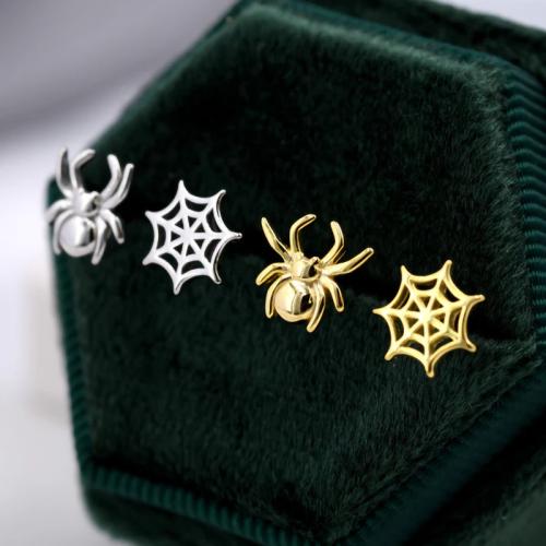 Brass Stud Earring plated Halloween Design & fashion jewelry & for woman Sold By Pair