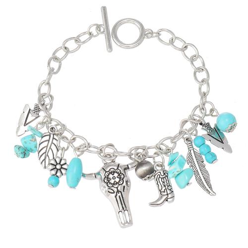 Fashion Turquoise Bracelets Zinc Alloy with turquoise fashion jewelry & Unisex original color Sold By PC