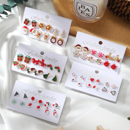 Christmas Earrings Zinc Alloy 6 pieces & Christmas Design & for woman & enamel Sold By Set