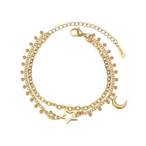 Pulsera de Acero Inoxidable, acero inoxidable 304, chapado, para mujer, dorado, Vendido por UD