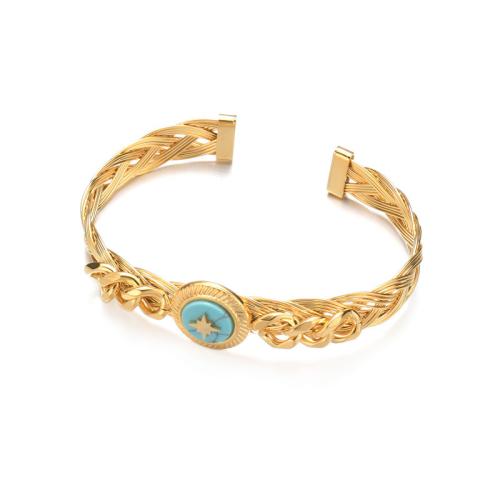 Stainless Steel Bangle 304 Stainless Steel with turquoise plated for woman gold Sold By PC