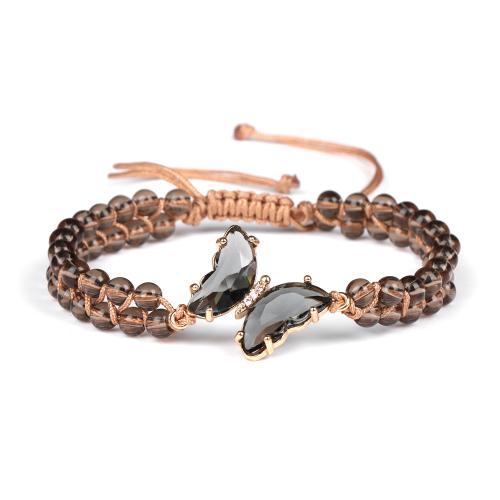 Sinc Alloy Bracelet, le Corda terylene & Crystal, lámhdhéanta, unisex & micrea réiteach zirconia ciúbach, dathanna níos mó le haghaidh rogha, Fad Thart 16 cm, Díolta De réir PC