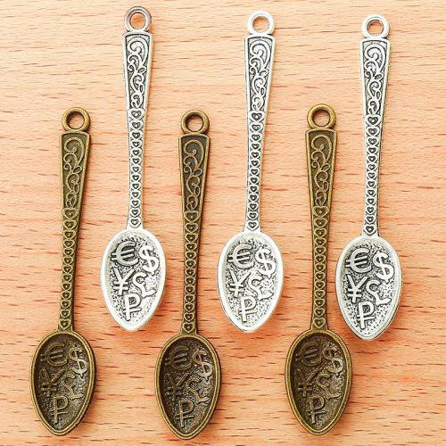 Cink Alloy Privjesci, Spoon, pozlaćen, možete DIY, više boja za izbor, 57x11mm, 100računala/Torba, Prodano By Torba