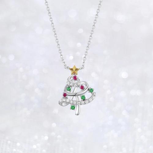 Cubic Zircon Micro Pave Brass Necklace Christmas Tree fashion jewelry & micro pave cubic zirconia & for woman Sold Per Approx 45 cm Strand