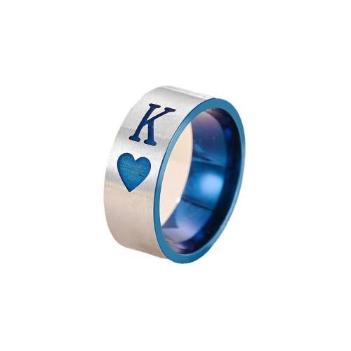 Couple Finger Rings 304 Stainless Steel Unisex  blue width 8mm thickness 2mm Sold By PC