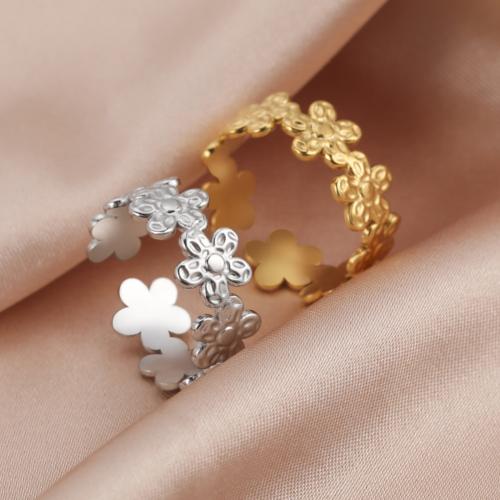 Stainless Steel Finger Ring 304 Stainless Steel Flower fashion jewelry & for woman Sold By PC