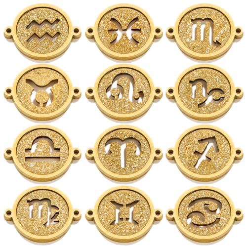 Stainless Steel Connector 304 Stainless Steel Round Zodiac symbols jewelry & DIY golden Sold By Bag