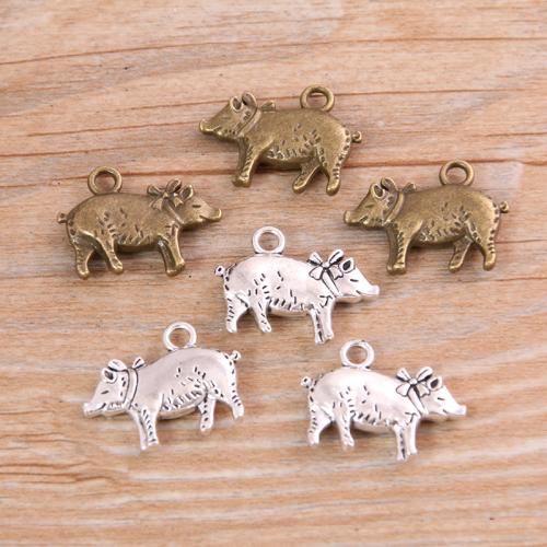 Zink Alloy Animal Hängen, Pig, plated, DIY, fler färger för val, nickel, bly och kadmium gratis, 16x21mm, Ca 100PC/Bag, Säljs av Bag