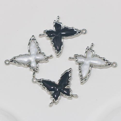 Zinc Alloy Enamel Pendants Butterfly silver color plated DIY nickel lead & cadmium free Sold By PC