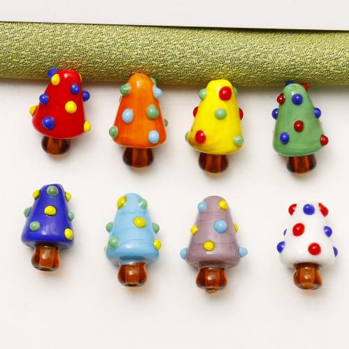 Granulos artesanais de  Lampwork, vidrilho, Árvore de Natal, Design de Natal & DIY, Mais cores pare escolha, 19x12mm, Aprox 100PCs/Bag, vendido por Bag