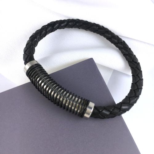 304 Stainless Steel Leather Band Clasp Vacuum Ion Plating DIY black Approx 6mm Sold By PC