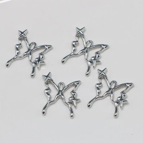 Zinc Alloy Animal Pendants Butterfly silver color plated DIY nickel lead & cadmium free Sold By PC