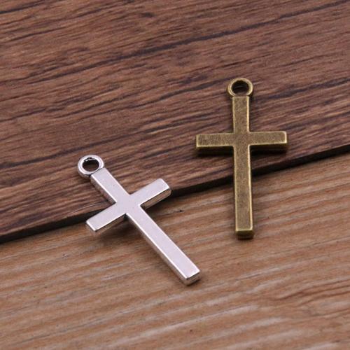 Zinklegering Cross Hangers, Zinc Alloy, Oversteken, plated, DIY, meer kleuren voor de keuze, nikkel, lood en cadmium vrij, 13x27mm, Gat:Ca 2mm, Ca 100pC's/Bag, Verkocht door Bag