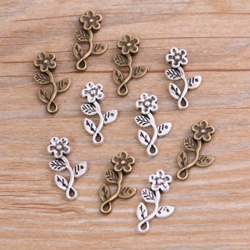 Zinklegering Bloem Hangers, Zinc Alloy, plated, DIY, meer kleuren voor de keuze, nikkel, lood en cadmium vrij, 10x19mm, Ca 100pC's/Bag, Verkocht door Bag